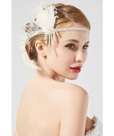 Babeyond 1920s Rhinestone & Pearl Headband - Flapper Charleston Hair Band for Great Gatsby & Carnival - Style 1 White - Buy Online on GoSupps.com