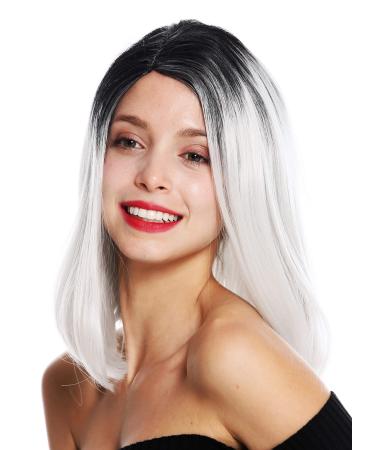 WIG ME UP - GFW3130-1001A+1 ladies wig women straight shoulder length middle parting ombre black white grey