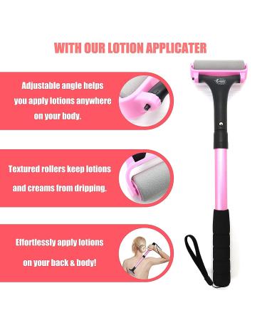 EASACE Long Handle Lotion Applicator for Back & Body - 21.5 inch Adjustable Roller with 2 Replacement Heads (Pink) - Ideal for Back Self-Application - Buy Online on GoSupps.com