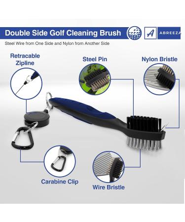 Men's Navy Blue Microfiber Golf Towel with Waffle Pattern Tri-fold Design & Cleaning Brush - Buy Online on GoSupps.com