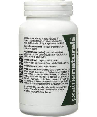 Prairie Naturals Organic Spirulina Blue Green Algae Tablets - 360 Count 360 count (Pack of 1) - Buy Online on GoSupps.com