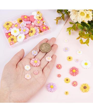 PandaHall Flower Daisy Cabochons - 75pcs, 5 Colors Resin Charms for DIY Accessories - Buy Online on GoSupps.com
