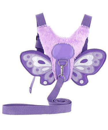 BTSKY Fluff Butterfly Baby Toddler Walking Harness with Safety Rein - Kids Anti-Lost Harness Leash Strap Belt Purple