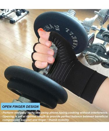 2 Pairs Copper Arthritis Gloves for Pain Relief - Fingerless Compression Gloves for Carpal Tunnel, Osteoarthritis, Joint Pain - Hand Support for Men and Women (Black, Large) - Pack of 4 - Buy Online on GoSupps.com