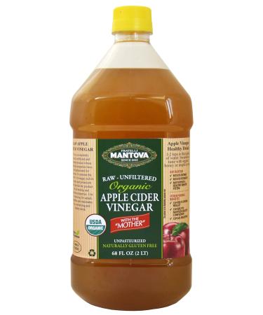 Organic Apple Cider Vinegar With The Mother 68 oz -100% USDA Certified Organic - Raw, Unfiltered
