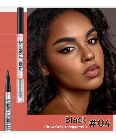2-In-1 Double-End Eyebrow Shaping Pen 2-In-1 Brow Pen And Sealing Brow Gel Long-Lasting Color Waterproof And Sweatproof Easy-To-Use Eyebrow Makeup For Real-Looking Fuller Eyebrows (04# Black) - Buy Online on GoSupps.com