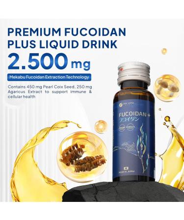 FINE JAPAN Fucoidan Plus Drink Premium Brown Seaweed Supplement with Seaweed Extract Agaricus Mushroom & Coix Seed 10 Bottles (50ml Each) - Buy Online on GoSupps.com