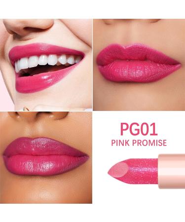 Oulac Rose Shimmer Lipstick: Moisturizing Tinted Lip Balm with Shea Butter for Dry Lips - Vegan & Gluten-Free (PG01) Pink Promise - Buy Online on GoSupps.com