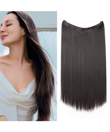 Silk-Co hair extension with rubber band smooth extensions with invisible cord synthetic hair part such as real hair hair sealing hair extensions for women dark brown 40cm 40 cm dark brown