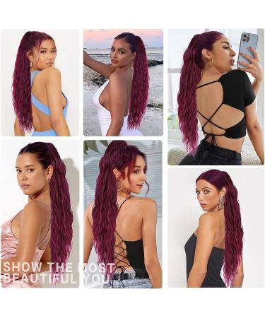PORSMEER 28 Wine Red Beach Wave Ponytail Extension for Women - Buy Online on GoSupps.com