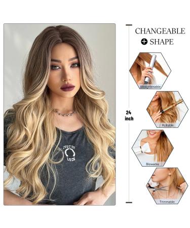 UEVIES 24-Inch Long Curly Ombre Blonde Wig - Heat Resistant Party Wig for Women | Perfect for Daily Use - Buy Online on GoSupps.com