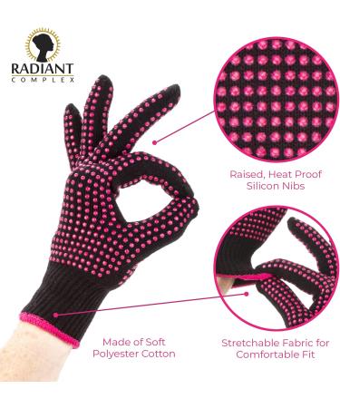 Buy 2 Piece Heat Resistant Gloves with Silicone Bumps - Professional Heat Proof Mitts for Hair Styling & Curling | Universal Fit Size - Buy Online on GoSupps.com