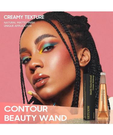 Contour Stick Beauty Wand - Liquid Bronzer Highlighter Cream Blush Stick with Fine Cushion Applicator | Face Makeup Lumi Glotion for Flawless Finish - Cruelty-Free | Contour (Medium Brown) - Buy Online on GoSupps.com