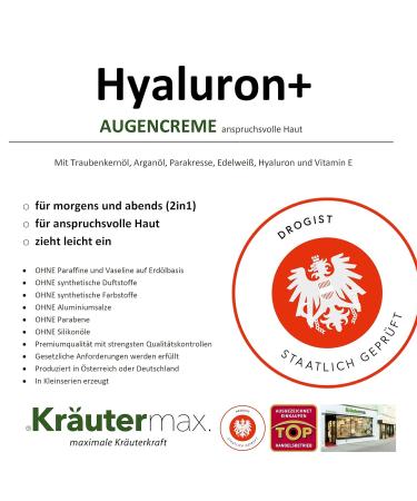 Hydrating Hyaluron Eye Cream with Hyaluronic Acid - 15ml | Revitalize Your Eyes - Buy Online on GoSupps.com