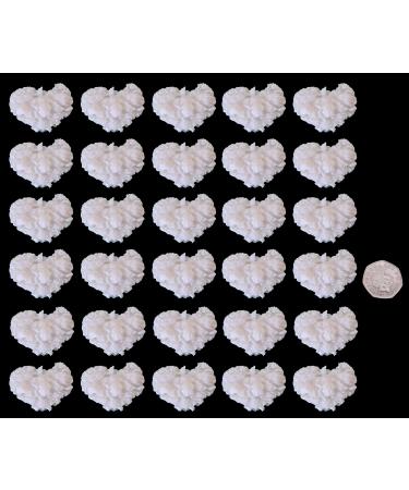 Simply Heaven Paste 30 x edible 3D small heart flower clusters icing toppers cake cupcakes decorations (White)
