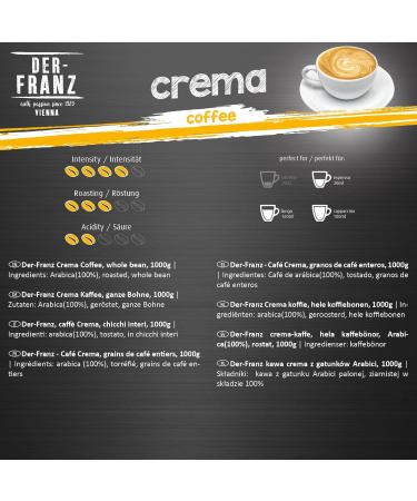 HS Trading DERFRANZ Crema intensity 45 100 Arabica healing coffee beans 1000 g Crema 1 kg 1r Pack - Buy Online on GoSupps.com