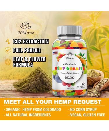 2 Pack Organic Hemp Gummies - Extra Strength High Potency Vegan Candy | Non-GMO Low Sugar Pure Hemp Oil Extract Made in USA - Buy Online on GoSupps.com