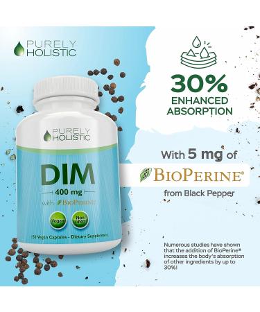 400mg DIM Supplement with BioPerine - Hormone Balance for Men & Women - 5 Month Supply - Vegan Capsules - Buy Online on GoSupps.com
