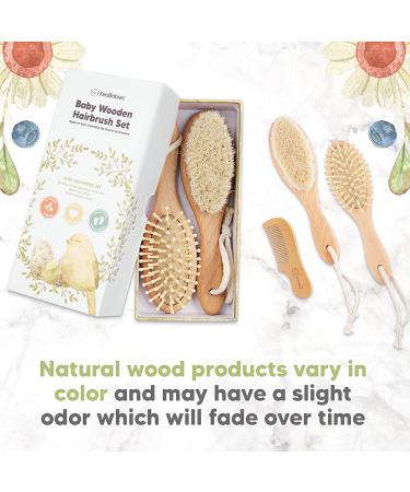 Baby Hair Brush and Comb Set - Soft Goat Bristles - Newborn Infant Toddler - Walnut Oval Design - Buy Online on GoSupps.com