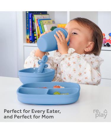 Re Play Sustainables Silicone Sippy Cup for Toddlers - 8oz | Medical-Grade Platinum Silicone | Denim Color - Buy Online on GoSupps.com