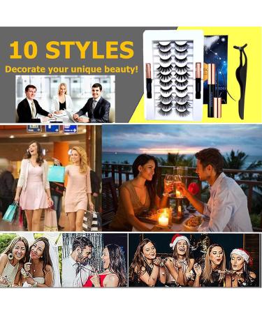 3D Magnetic Eyelashes and Eyeliner Set - NO GLUE NEEDED NO SKILL NEEDED Updated 3D 6D Reusable Magnetic Eyelashes Natural Look Waterproof Magnetic Eyeliner and Lashes Kit with Applicator 10 Pairs - Buy Online on GoSupps.com