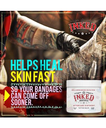 Inked Inspired Tattoo Aftercare Balm- Premium Healing Ointment Salve for Tattoos- Moisturizer, Brightener, and Color Enhancer - 2oz - Buy Online on GoSupps.com