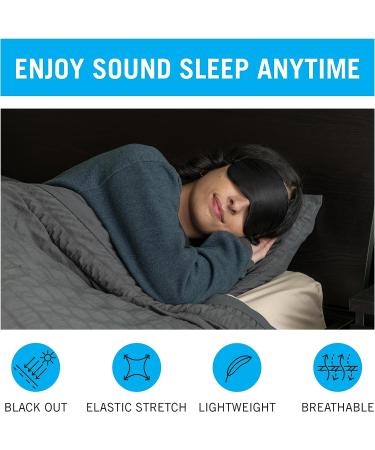 Silk Sleep Mask for Sleeping - Super Soft Mulberry Silk Eye Mask with Elastic Headband for Night Sleeping and Travel - Black - Buy Online on GoSupps.com