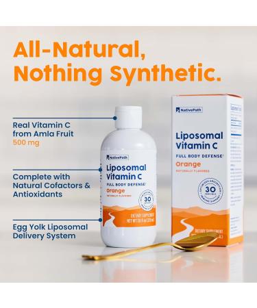 NativePath Liposomal Vitamin C 500mg with Amla Extract - High Absorption Immune Support Supplement - Orange Flavor 30 Servings - Buy Online on GoSupps.com