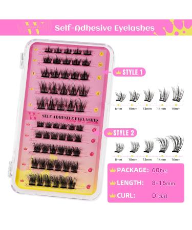 Self-Adhesive Lash Clusters 55Pcs - Wispy Eyelash Extensions 8-16mm for DIY Makeup | Thin Band Cluster Lashes by W(01 - Buy Online on GoSupps.com