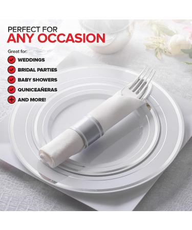 Pre Rolled Plastic Silverware Set (25 Pack) - Disposable Cutlery for Parties, Weddings, Thanksgiving - Heavy Duty Utensils with Napkins - Individually Wrapped - Buy Online on GoSupps.com