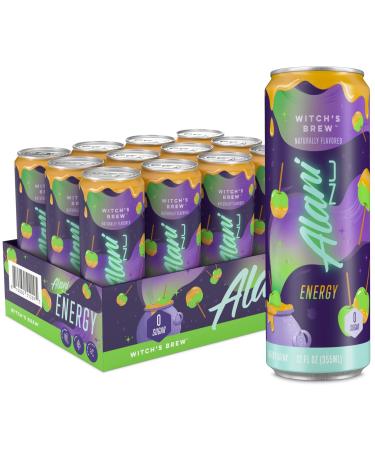 Alani Nu Sugar-Free Energy Drink, Pre-Workout Performance, Witch's Brew, 12 oz Cans (Pack of 12)