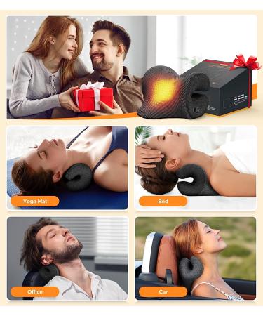Famedio 3s Heated Neck Stretcher with Magnetic Therapy & Graphene Heating Pad - Pain Relief & Relaxation Device for TMJ, Migraine, Spine Alignment - No Smell, Black - Buy Online on GoSupps.com