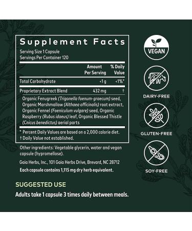 Gaia Herbs Lactation Support - 120 Vegan Liquid Phyto-Caps for Nursing Moms - Buy Online on GoSupps.com