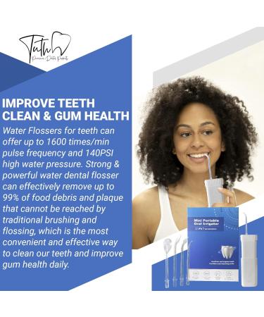 Shop Tuth Premium Dental Water Flosser - Portable Oral Irrigator with 4 Tips 3 Jet Settings IPX7 Waterproof - Ideal for Travel - Buy Online on GoSupps.com