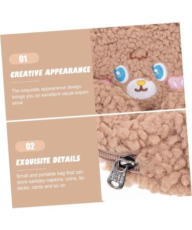 Plush Girl Wallet Mini Handbag Cosmetic Bag in Brown - Portable Money & Cosmetics Holder 15.5X12X5.5CM - Buy Online on GoSupps.com