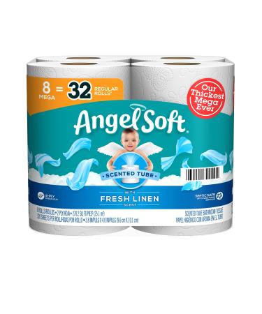 Angel Soft Toilet Paper with Fresh Linen Scent, 8 Mega Rolls  32 Regular Rolls, 320 Sheets each, 2-Ply Bath Tissue, 320 Count (Pack of 8)