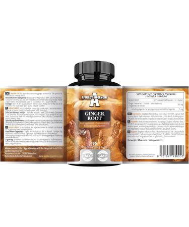 Ginger Root 500 mg Extract contains 5% Gingerols 90 Vegan Capsules 3 Months Supply Ginger Herbal Supplements for Digestive Comfort and Immune Support - by Apollo's Hegemony - Buy Online on GoSupps.com