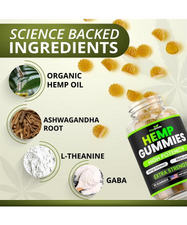 Hemp Gummies - Extra Strength for Peace & Relaxation - Infused with Pure Hemp Oil Ashwagandha L-Theanine - Tasty Relaxation Supplement - Natural Relief - 90 Ct - Made in USA - Green Apple Flavor 1 Count (Pack of 1) Hemp - Buy Online on GoSupps.com