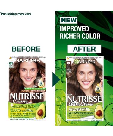 Garnier Nutrisse 6N Nude Light Brown Permanent Hair Dye - Natural-looking Color for All Hair Types - Buy Online on GoSupps.com