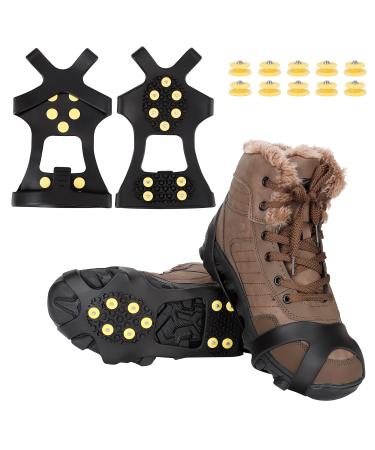 Carryown Ice Snow Grips Traction Cleats Shoe Ice Anti Slip Ice Cleats for Shoes and Boots Ice Spikes Crampons (S, M, L, XL) M (Men:5-8/ Women:7-10) 10 Studs