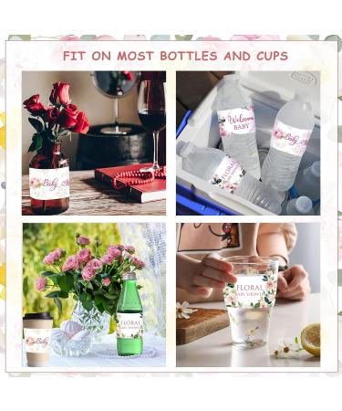 24 Pink Floral Baby Shower Water Bottle Labels - 3 Styles, Waterproof & Stylish Baby Girl Party Decorations - Buy Online on GoSupps.com