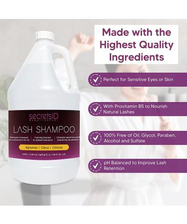 SecretsID Professional Eyelash Extension Lash Shampoo 1 Gallon - Citrus Foaming Cleanser for Salon Use - Buy Online on GoSupps.com
