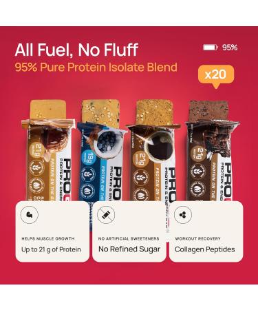 ProGo Protein Bars Energy Bars - Up to 21g Clean Protein Made with 95% Pure Isolate Tallow Collagen Real Ingredients - Low Calorie No Artificial Sweeteners (4-Count Starter Pack) Variety Pack 1 Count (Pack of 4) - Buy Online on GoSupps.com