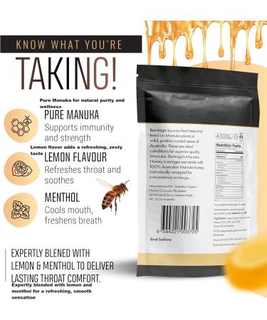 Berringa Australian Manuka Honey Lozenges Lemon & Menthol MGO 900+ 5.3 oz 30 Count - Buy Online on GoSupps.com