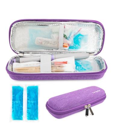 YOUSHARES Insulin Cooler Travel Case - Small EVA Diabetic Insulated Organizer Portable Cooling Bag for Medication Cooling Insulation Epi Pen Carrying Bag with 2 Ice Pack (Purple)