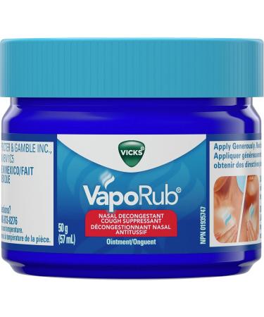 Vicks VapoRub Nasal Decongestant Cough Suppressant Relief from Cold Aches & Pains Chest Rub Ointment Original scent 50 g/57 mL 57 mL Original - Buy Online on GoSupps.com