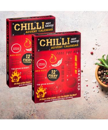 Chilli Advent Calendar 2023 Bundle - 2x Hot Sauce Advent Calendar with Korpas Gifts Heat Scale Guide and Festive Tags - Buy Online on GoSupps.com
