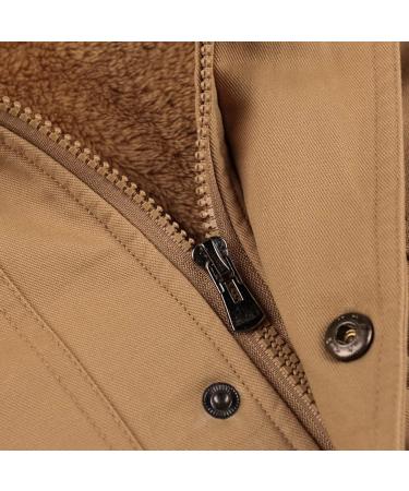 Buy Hanxiulin Oversized Plush Jacket - Warm Lined Men's Winter Parka | Fleece Hooded Coat in Khaki | XXL Available - Buy Online on GoSupps.com