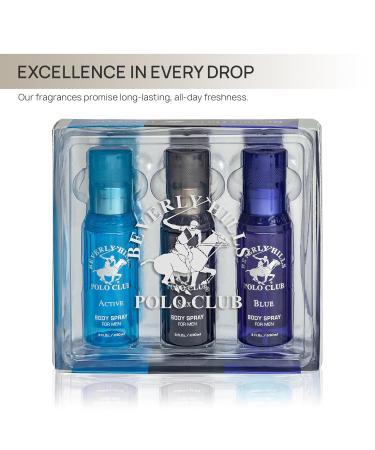 Beverly Hills Polo Club Body Spray Collection 3 Piece set With Different Fragrances Blue 3fl oz Active 3fl oz and Sexy - Buy Online on GoSupps.com
