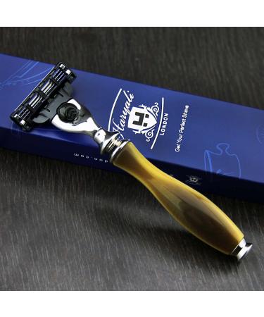 Men's Shaving Razor Triple Edge Compatible Razor with Horn Replica Handle | Men's Shaving & Grooming Essentials | Gift for Him